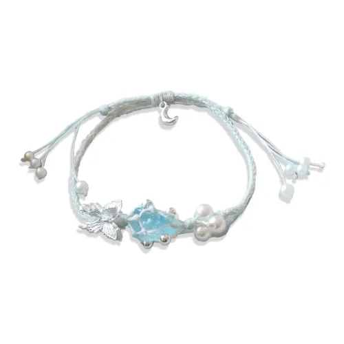 WANLIACC Fabric Sea Blue Butterfly Bracelet Women's