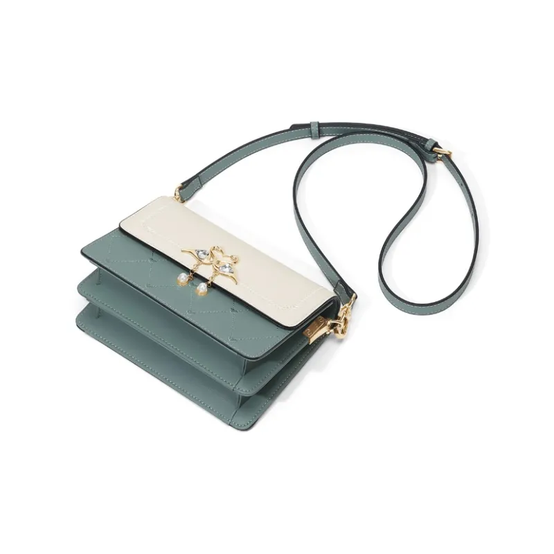 CinvaiKrose Cow Leather With Synthetic Leather Small Square Bag Shoulder Bag Small Size Women's Multicolor-4