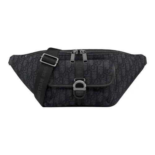 DIOR Embroidered Cotton With Calfskin Fanny Pack Regular Men's Black