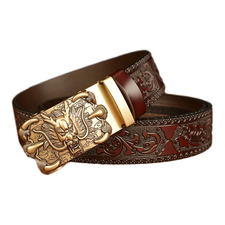 YUZHAOLIN Cow Split Leather Belt, Gift Box Set Unisex 3.4cm-1