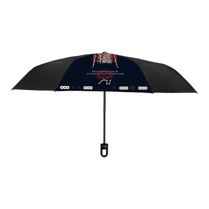 RABBITUU Sun Protection [Daoist Ink Language]Dual Use Sunny And Rainy Umbrella Manual Vinyl Sunshade-3