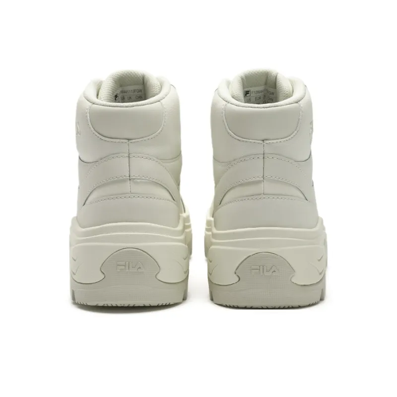 FILA Anti-Slip Wear-Resistant High-Top Casual Shoes Women's Bamboo Shoot White-4