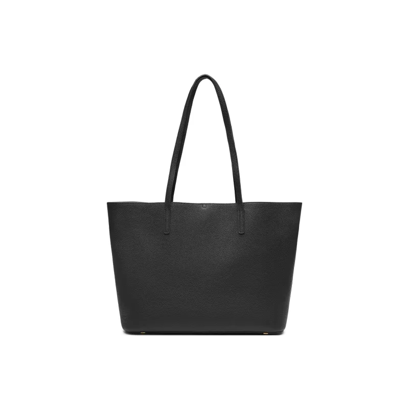 Staccato Cow Leather Tote Bag, Shoulder Bag Tubas Women's Vintage Black/Elegant Apricot-2