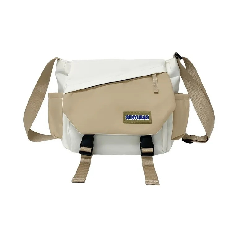 DCLOUD Composite Cloth Backpack Shoulder Bag Crossbody Bag Unisex Ecru Khaki/Green Khaki/Red Khaki/Black-0