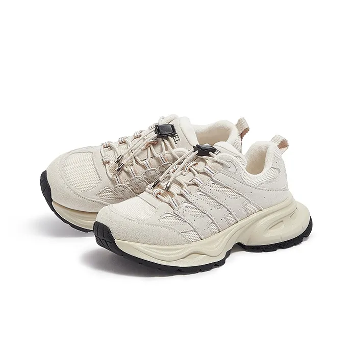 CAMEL Small Silver Fish, Thin Fleece Style Cushioning Height Increasing Thermal Low Top Chunky Sneakers Women's-2