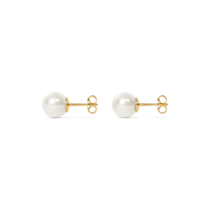 CELINE Brass Earrings Women's White-2