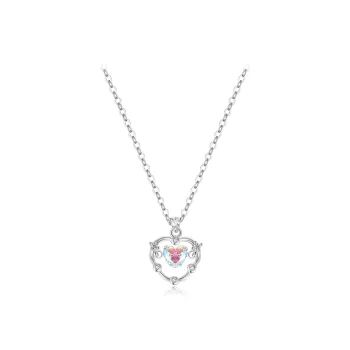 WANLIACC S925 Silver Iridescent Heart Necklace Women's