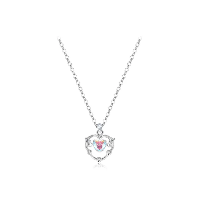 WANLIACC S925 Silver Iridescent Heart Necklace Women's-0