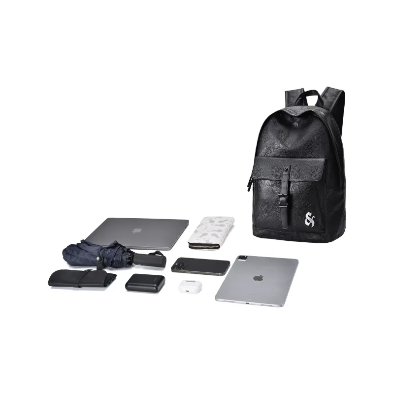 GLORY&CO PVC Backpack Laptop Bag Backpack Large Size Men's Black-4