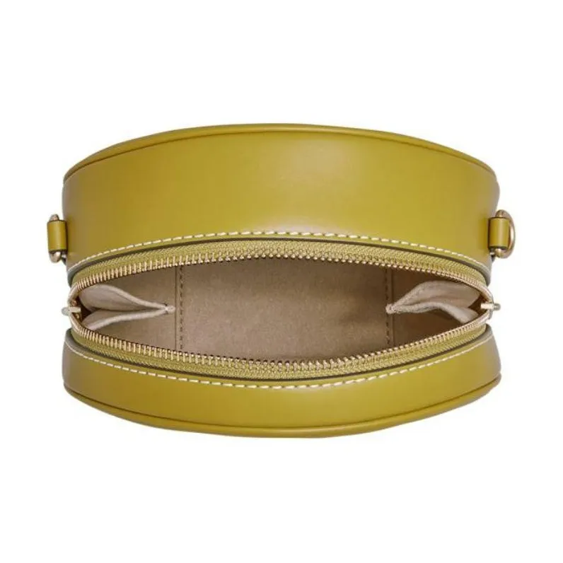 TORY BURCH Jacquard Leather Round Bag, Shoulder Bag, Crossbody Bag Women's Grass Green-3