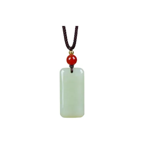 Jing Ruyu Hetian Jade Necklaces Pale Greenish-White Jade Unisex