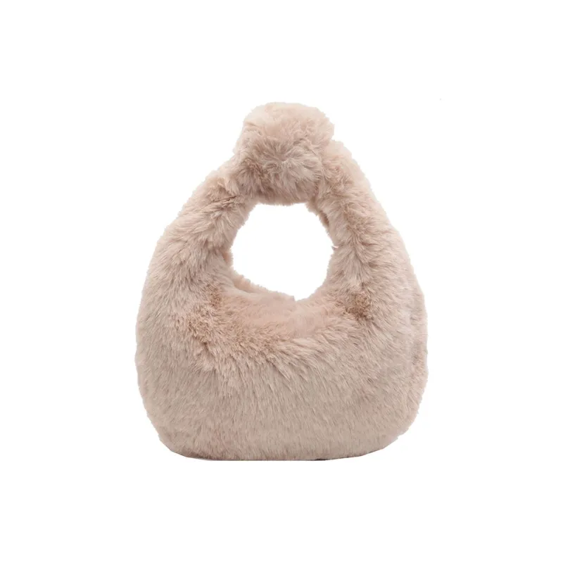 Morellybear Plush Handbag Women's Black/Ecru/Khaki/Coffee-2