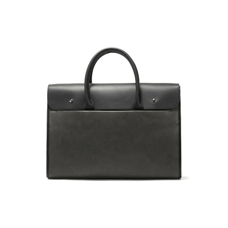 Yawei Kuroda PU Artificial Leather Bonded Crossbody Bag Handbag Large Size Men's Black Gray Color-1