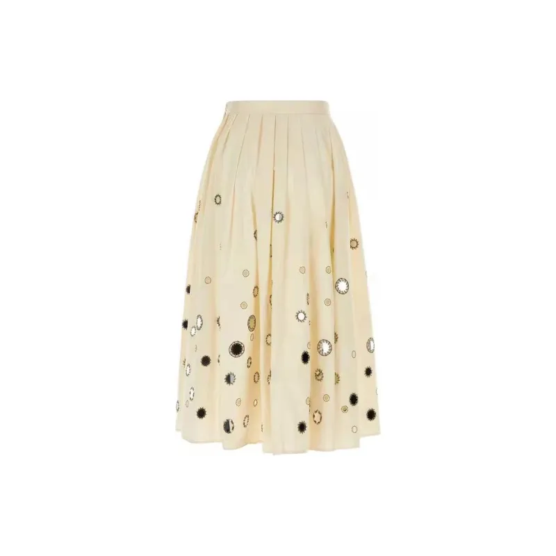 PRADA Embroidered Detailed Pleated Skirt-1