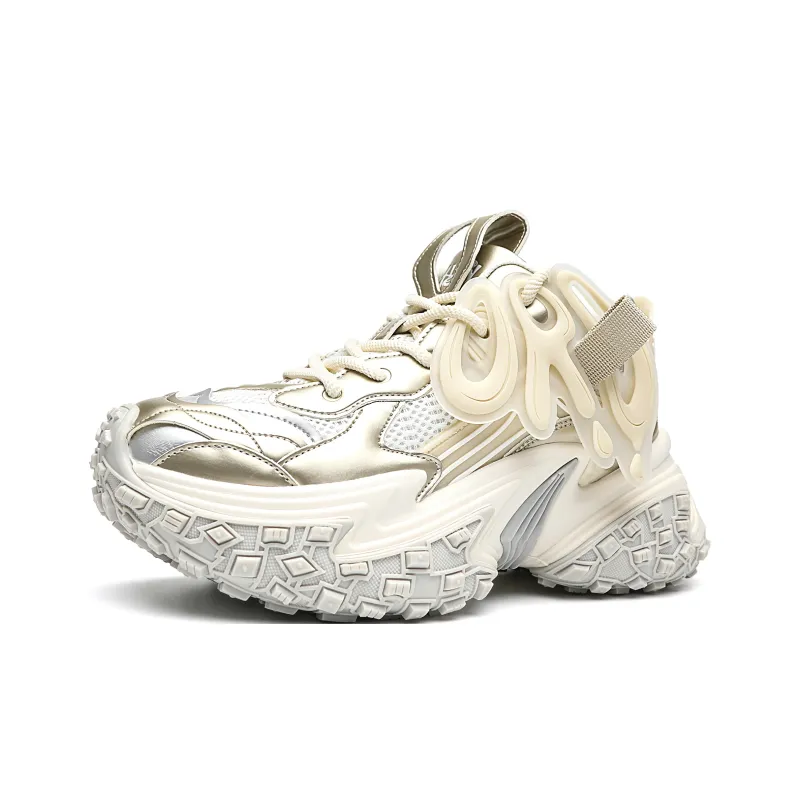 ORD Impact Resistant Wear Resistant Lightweight Breathable Slip Resistant Low Top Chunky Sneakers Unisex Champagne-1