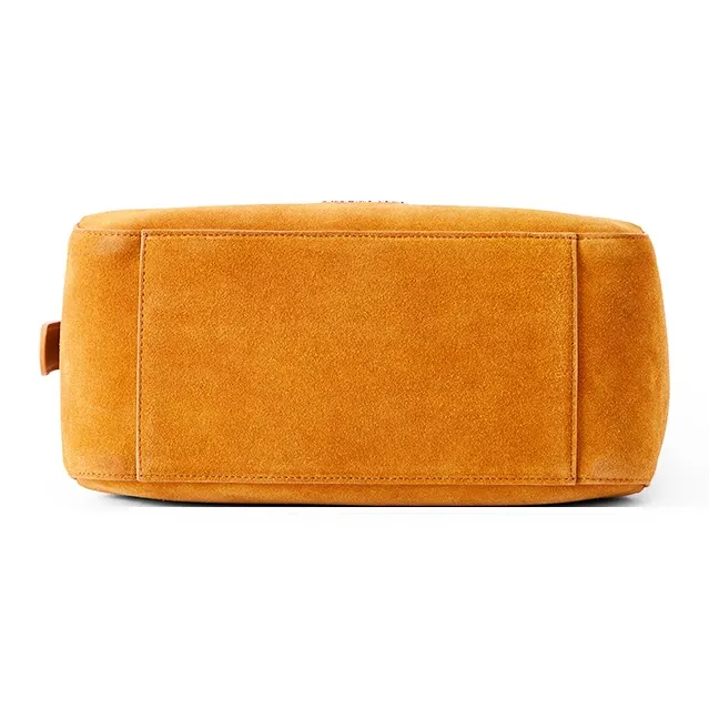 AMAZING SONG Nubuck Shoulder Bag Large Size Women's Sunset Orange/Milk Tea Brown-3