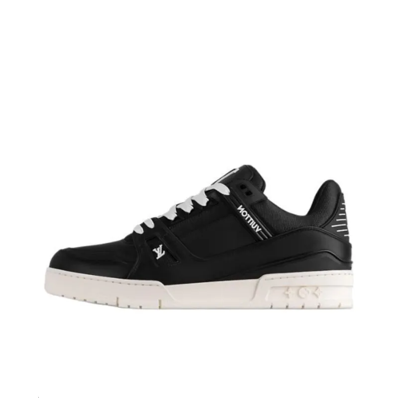 LOUIS VUITTON Trainer Low Top Skateboard Shoes Men's Black-0
