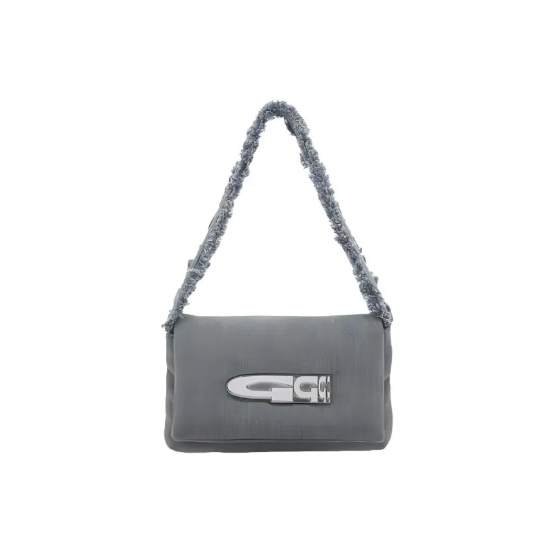 PIECEOFGROUND Nylon Fabric Handbag, Shoulder Bag Regular Women's Black/Light Blue-2