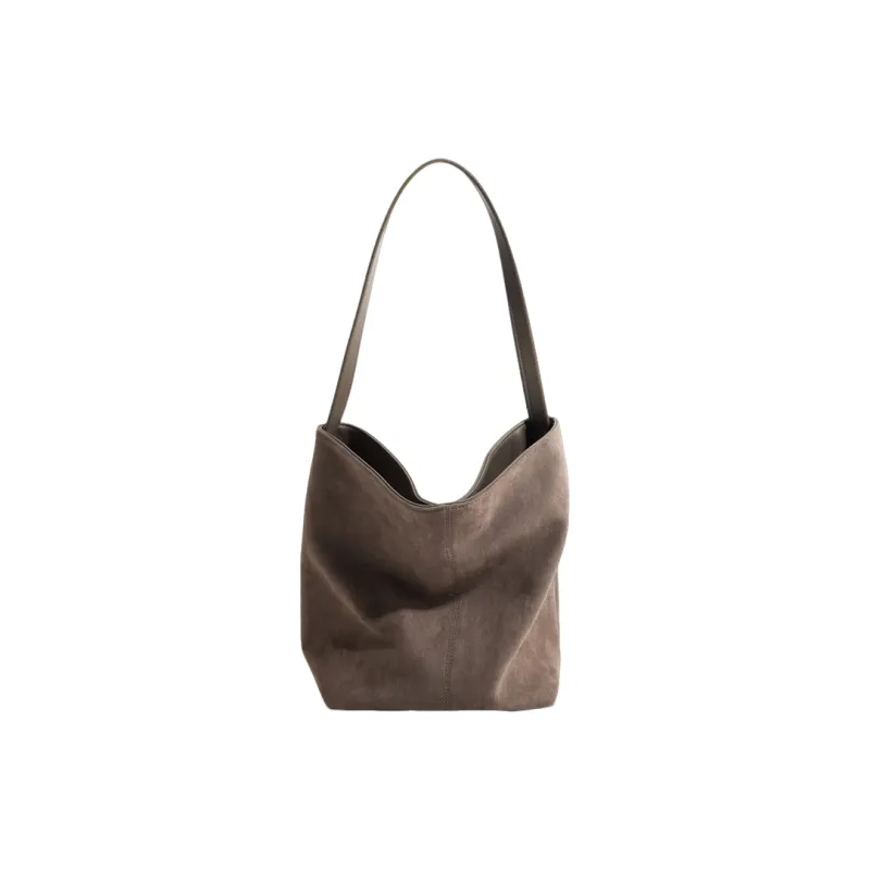 PAYOT Genuine Leather/Microfiber Synthetic Leather Shoulder Bag Large Size Women's Caramel Brown/Khaki/Coffee-1