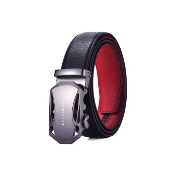 Old Man's Head Top Grain Cow Leather Leather Belts Men's Black On The Outside Red On The Inside 3.5cm
