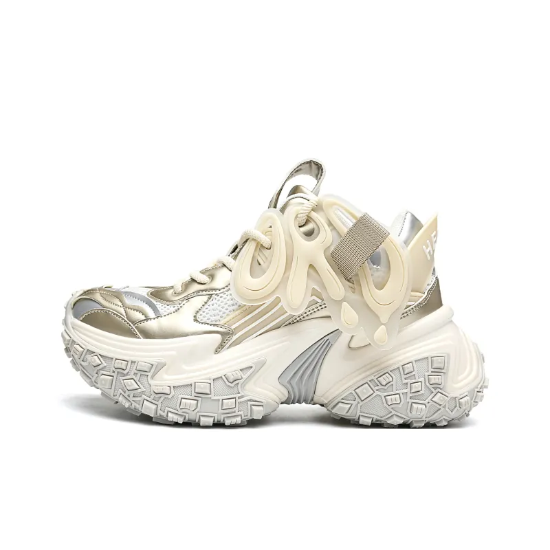 ORD Impact Resistant Wear Resistant Lightweight Breathable Slip Resistant Low Top Chunky Sneakers Unisex Champagne-3
