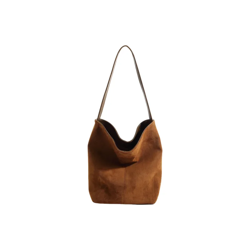 PAYOT Genuine Leather/Microfiber Synthetic Leather Shoulder Bag Large Size Women's Caramel Brown/Khaki/Coffee-0