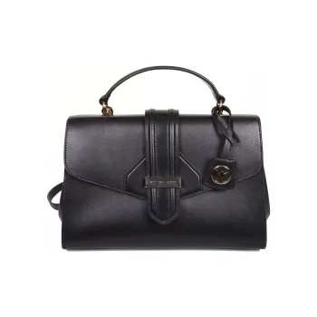 MICHAEL KORS MK Bleecker Cross Stitch Leather Shoulder Bag Crossbody Bag Handbag Medium Size Women's Black