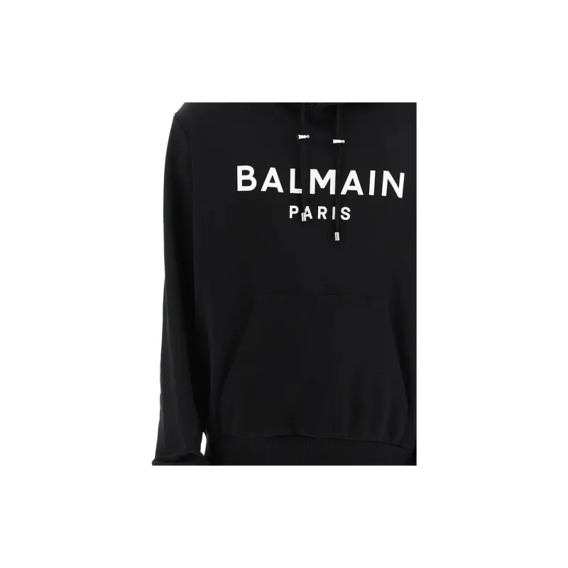 BALMAIN Logo Printed Drawstring Hoodie-4