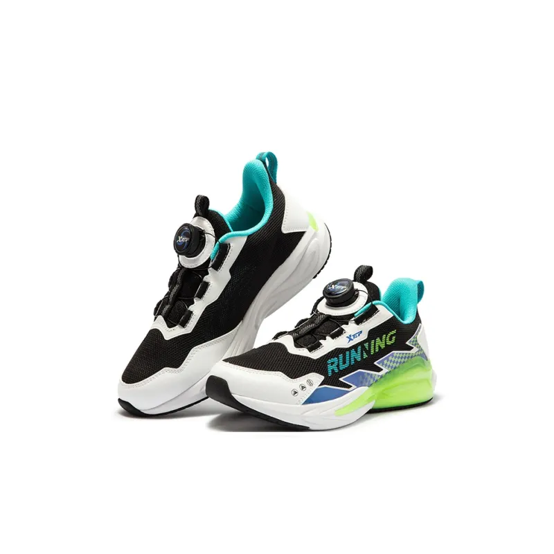 XTEP Anti Slip Wear Resistant Low Top Kids' Running Shoes Black White Lyon Blue Unisex-4