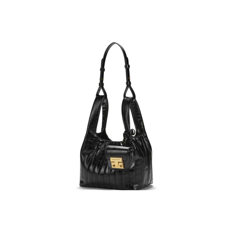 CHARLES&KEITH PU Crossbody Bag Medium Size Women's Black/Cream/Milk White-1