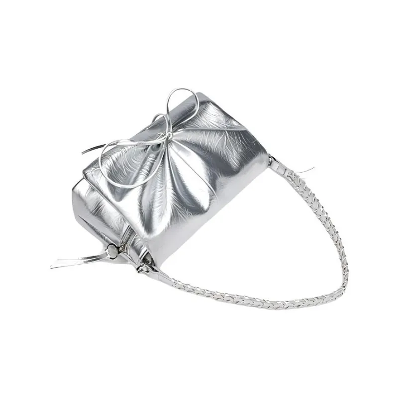 LARTIGENT Microfiber Synthetic Leather Crossbody Bag Shoulder Bag Medium Size Women's Silver-4