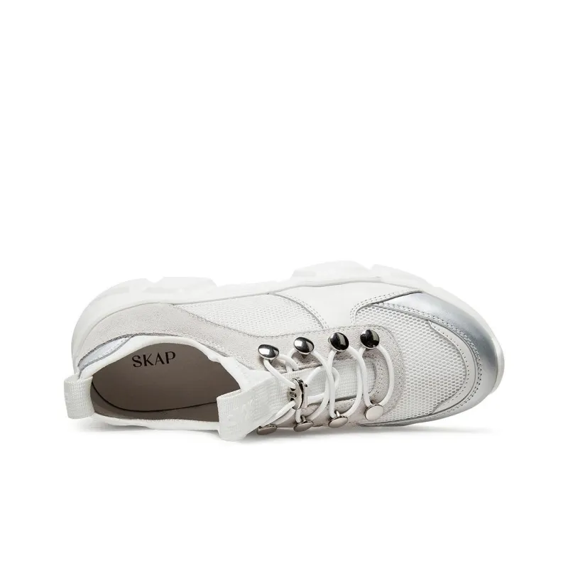 SKAP Abrasion Resistant Low Top Chunky Sneakers Women's Silver-3