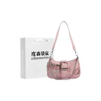 Dusen Kangaroo Pu Shoulder Bag Women's Lotus Color