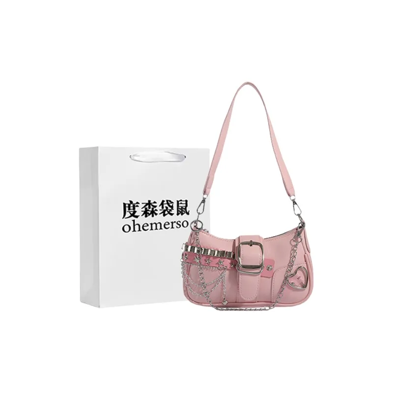 Dusen Kangaroo Pu Shoulder Bag Women's Lotus Color-0