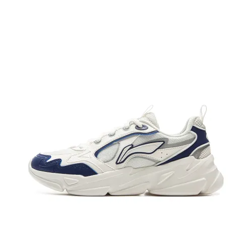 LiNing Clouds Cushioning Anti Slip And Wear Resistant Plain-toe Low Top Chunky Sneakers Men's White Blue