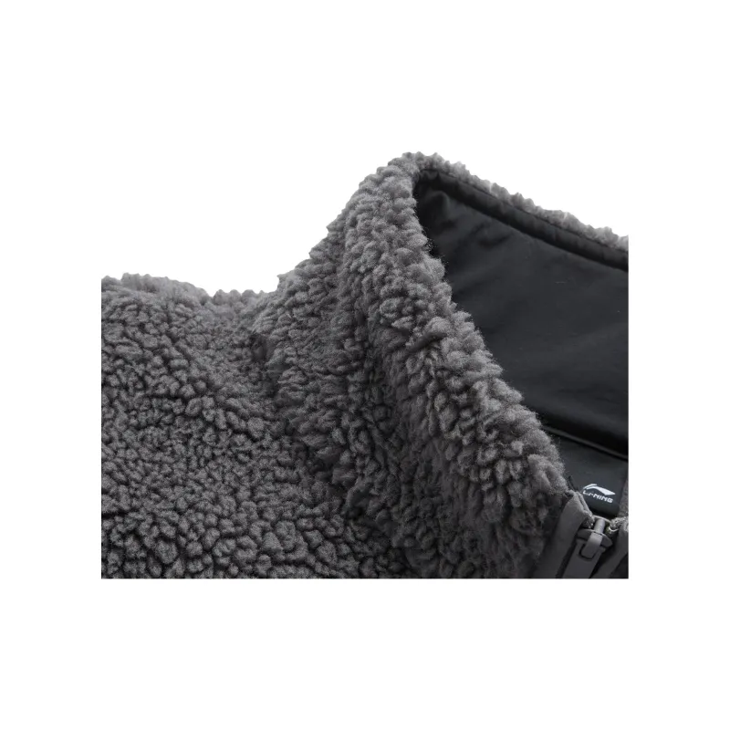 LiNing Sports Fashion Collection Velvet-feel Coat Unisex Smoke Ink Gray-2