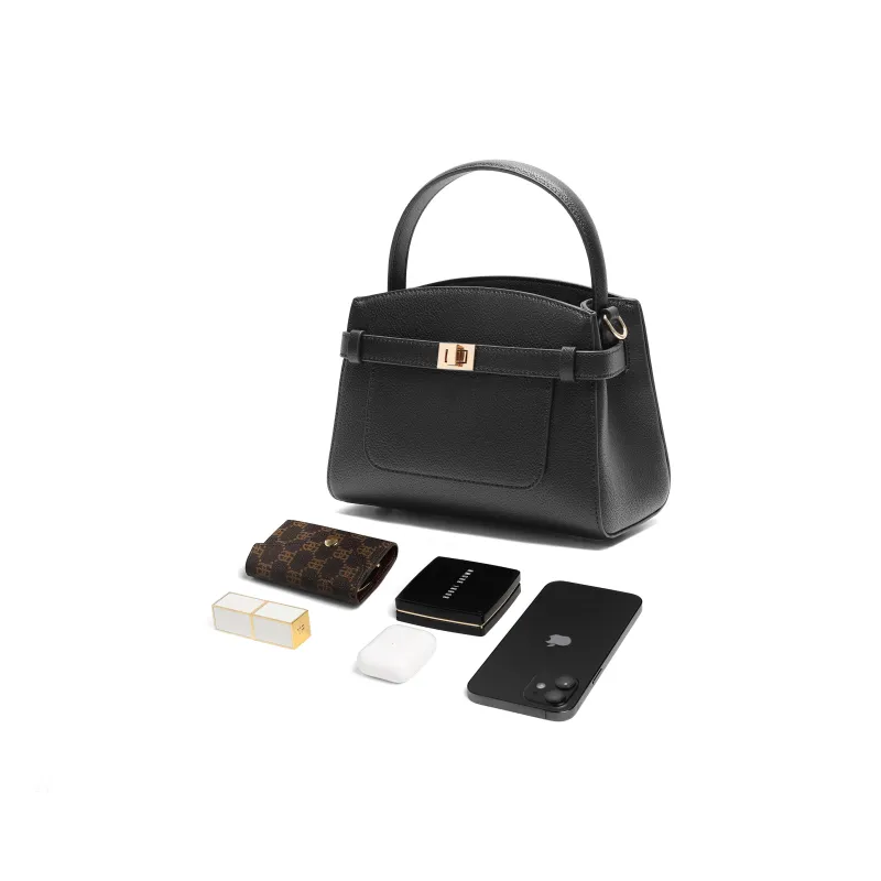 BELLE Split Cow Leather Kelly Bag, Shoulder Bag, Crossbody Bag, Handbag Medium Size Women's Multicolor-12