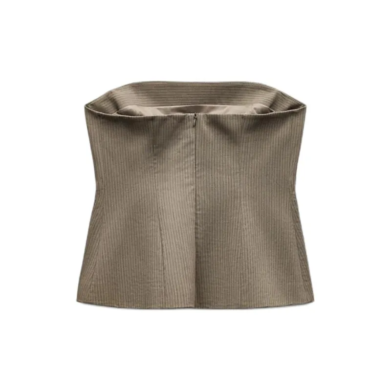 ZARA Trf Strapless Top Women's Green-1