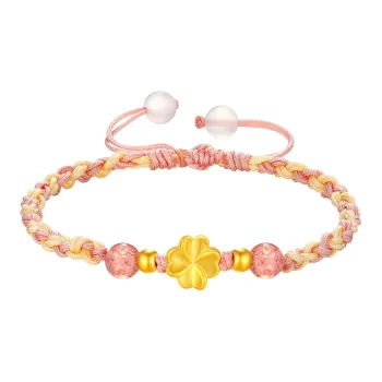 Lao Feng Xiang Lucky Four Leaf Clover Series Gold Bracelet Women's
