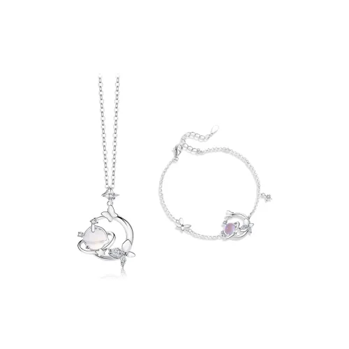 WANLIACC S925 Silver Dream World Necklace Set Women's