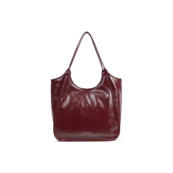 CHARLES&KEITH PU Shoulder Bag Extra Large Women's Black/Pewter Gray/Burgundy Wine Red/Gray