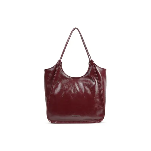 CHARLES&KEITH PU Shoulder Bag Extra Large Women's Black/Pewter Gray/Burgundy Wine Red/Gray
