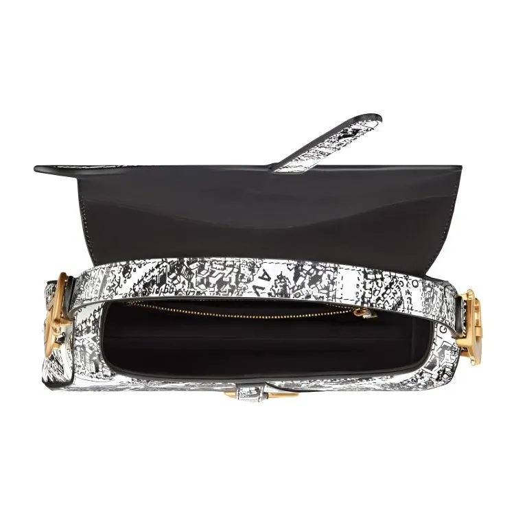 DIOR Saddle Smooth Cow Leather Saddle Bag Shoulder Bag Crossbody Bag Handbag Women's White & Black-3