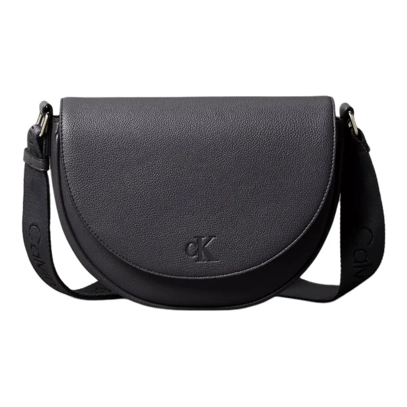 CALVIN KLEIN Imitation Leather Saddle Bag Shoulder Bag Crossbody Bag Women's Gray Black-0