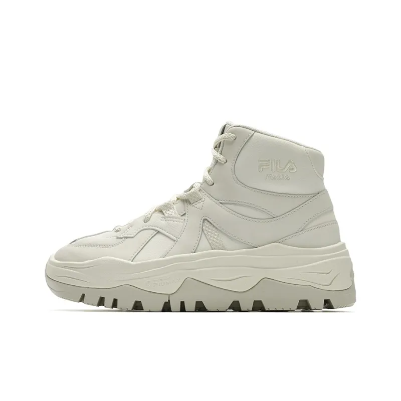 FILA Anti-Slip Wear-Resistant High-Top Casual Shoes Women's Bamboo Shoot White-0