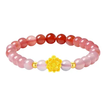 ALLOVE Lotus Fortune Bead Gradient Solid Gold Fixed Price Gold Bracelet Women's