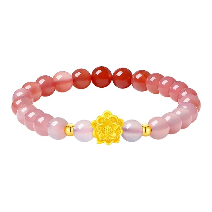 ALLOVE Lotus Fortune Bead Gradient Solid Gold Fixed Price Gold Bracelet Women's-0