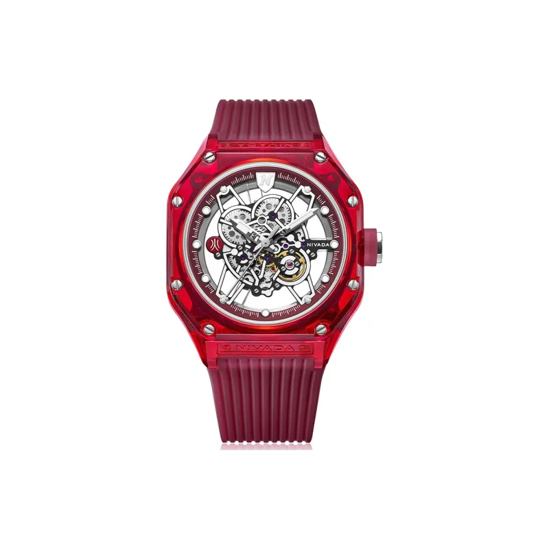 NIVADA Automatic Mechanical Movement Men's Watches Watch Cut-Out Dial Silicone Strap-7
