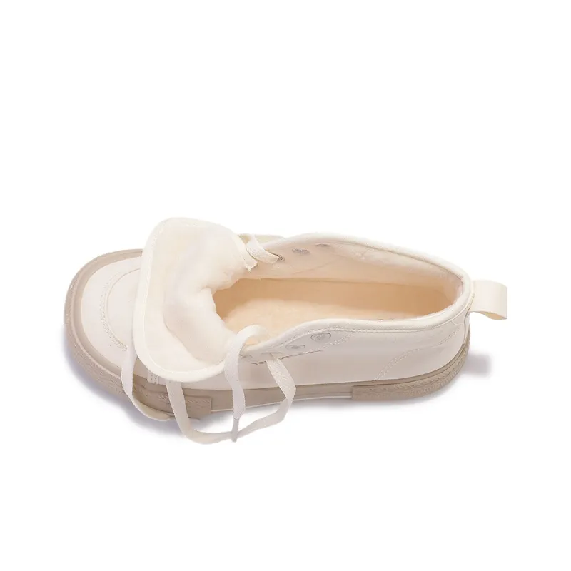 SNXR Non slip Wear resistant Shock Absorption High Top Canvas Shoes Women's Beige-4