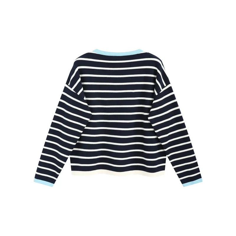 DGMZ Knitwear Women's Black Blue Stripes-1